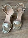 Heeled Sandals, Metallic Gold