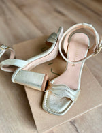 Heeled Sandals, Metallic Gold